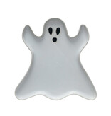 Creative Co-OP Stoneware Ghost Shaped Plate, Matte White & Black