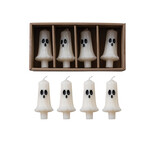 Creative Co-OP Unscented Ghost Shaped Bottle Taper Candles in Box, White & Black, Set of 4