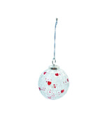 Creative Co-OP Glass Mosaic Ball Ornament with Hearts, Red & White