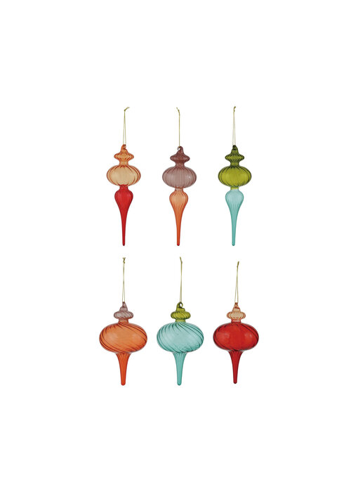 Two-Tone Glass Finial Ornament, 6 Styles