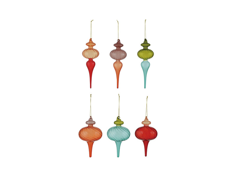 Creative Co-OP Two-Tone Glass Finial Ornament, 6 Styles
