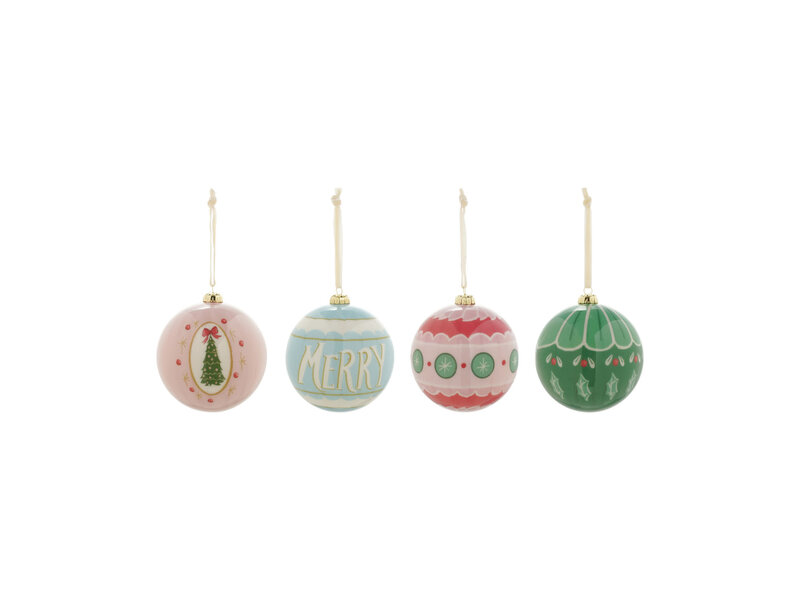 Creative Co-OP Decoupage Ball Ornament with Holiday Image/Word, 4 Styles ©