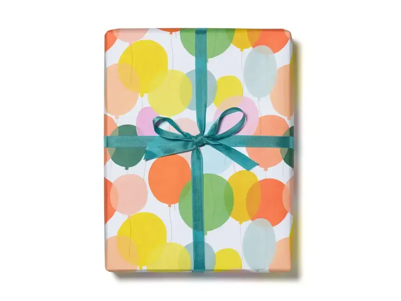 Red Cap Cards Birthday Balloons Birthday Wrapping Paper - 3 sheets