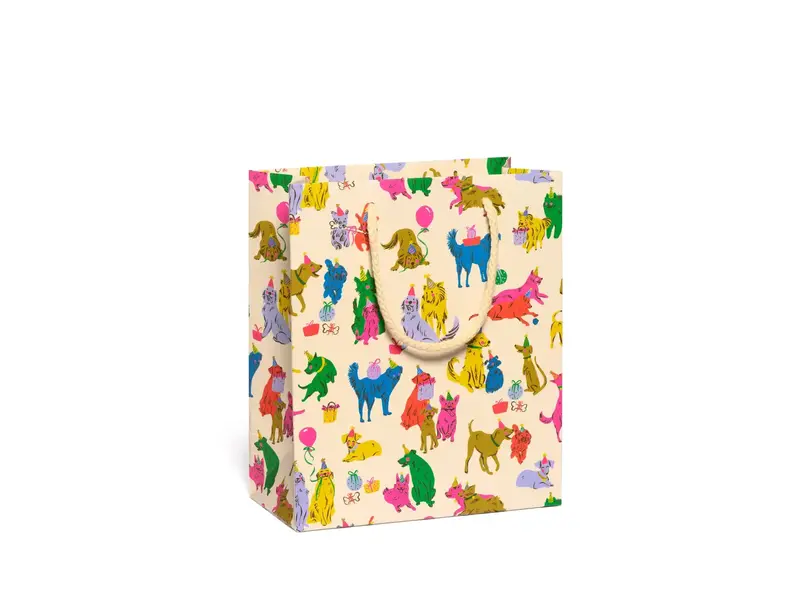 Red Cap Cards Puppy Party Gift Bag Medium