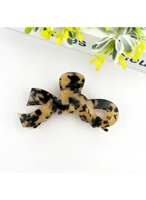 Elegant Ribbon Hair Claw - beige