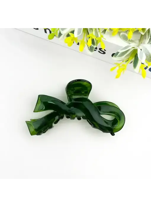 Elegant Ribbon Hair Claw - green