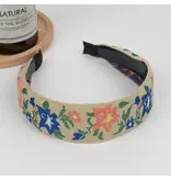 TheDivaSoap Boho Embroidered Floral Headband - beige
