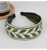 TheDivaSoap Boho Embroidered Floral Headband - green