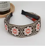 TheDivaSoap Boho Embroidered Floral Headband - brown