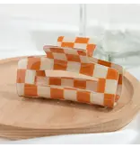 TheDivaSoap Checkerboard Square Hair Claw Clip - orange