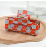 TheDivaSoap Checkerboard Square Hair Claw Clip - red