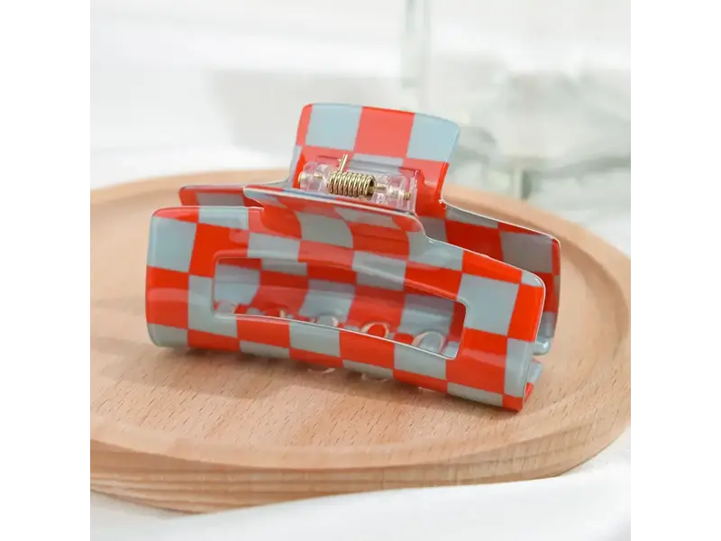 TheDivaSoap Checkerboard Square Hair Claw Clip - red
