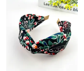 Chiffon Floral Knot Headband - black
