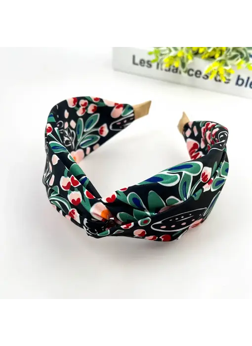 Chiffon Floral Knot Headband - black