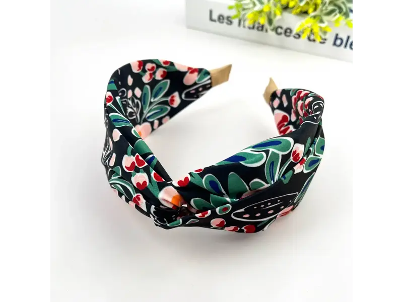 TheDivaSoap Chiffon Floral Knot Headband - black