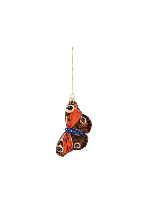 Hand-Painted Mercury Glass Butterfly Ornament with Glitter