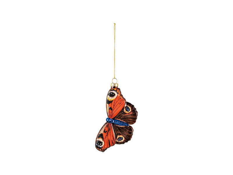 Creative Co-OP Hand-Painted Mercury Glass Butterfly Ornament with Glitter