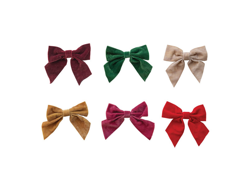 Creative Co-OP Velvet Clip-on Bow, 6 Colors