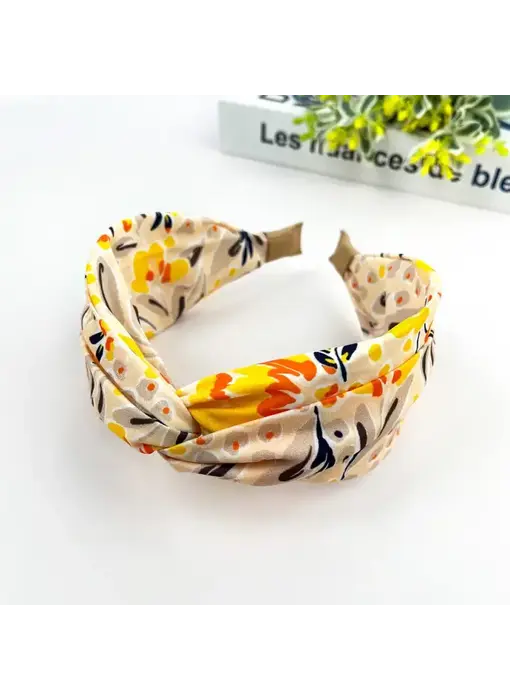 Chiffon Floral Knot Headband - yellow