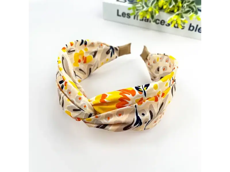 TheDivaSoap Chiffon Floral Knot Headband - yellow