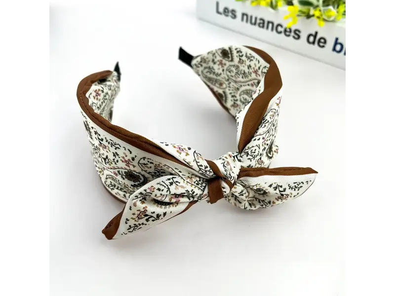 TheDivaSoap Colorful Geometric Floral Wide Headband - beige