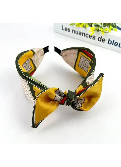 Colorful Geometric Floral Wide Headband - orange
