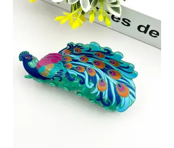 Peacock Hair Claw Clip
