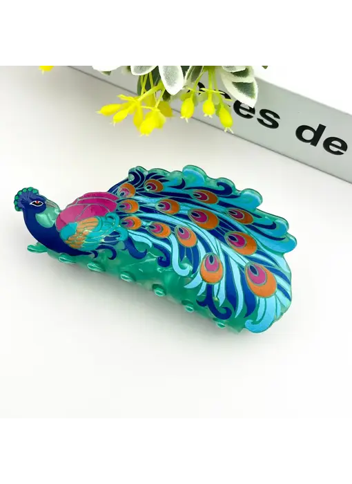 Peacock Hair Claw Clip