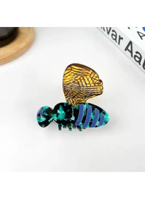 Cute Acetate Bee Hair Claw - green
