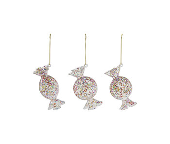 Glass Candy Ornament with Confetti, 3 Styles