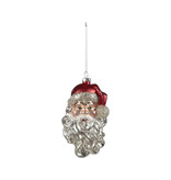 Creative Co-OP Hand-Painted Mercury Glass Santa Head Ornament with Mica Flakes