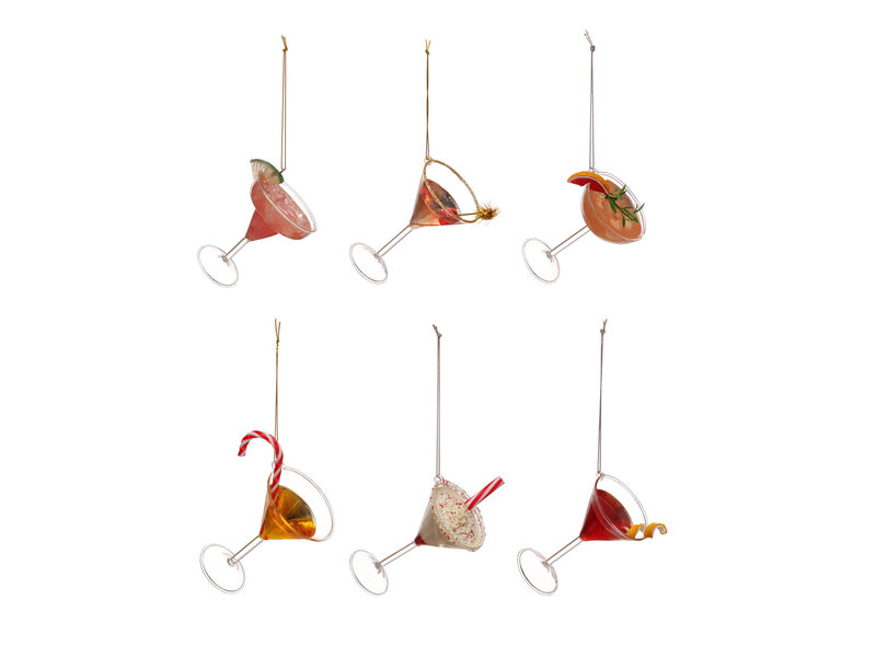 Creative Co-OP Glass Cocktail Ornament, 6 Styles