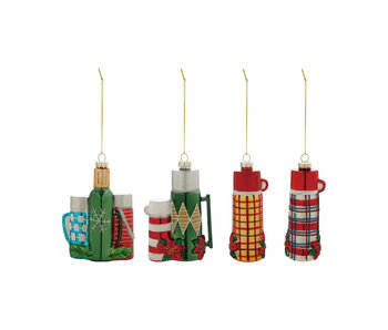 Glass Thermos Ornament with Glitter, 4 Styles ©