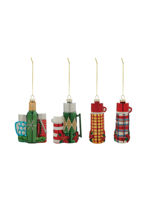 Glass Thermos Ornament with Glitter, 4 Styles ©
