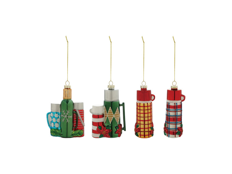 Creative Co-OP Glass Thermos Ornament with Glitter, 4 Styles ©