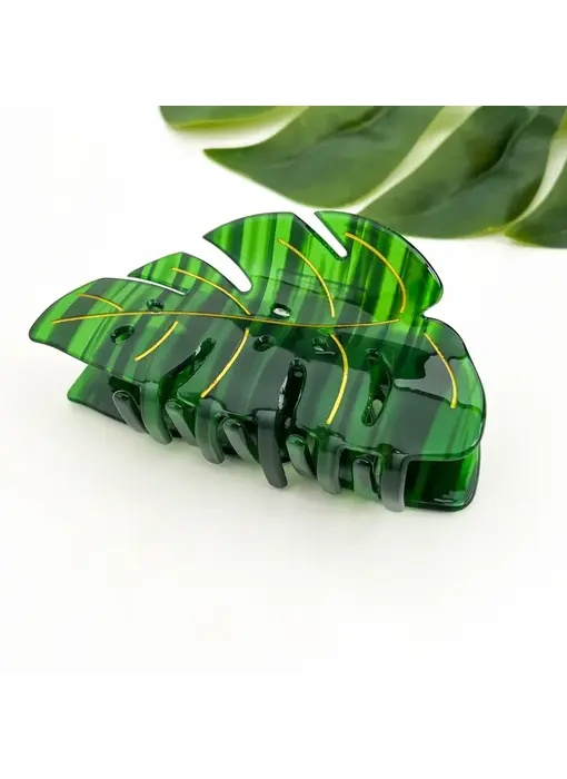 Tropical Monstera Leaf Hair Claw Clip