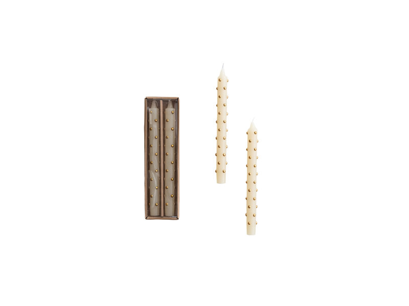 Creative Co-OP Unscented Taper Candles with 3D Dots in Box, Set of 2