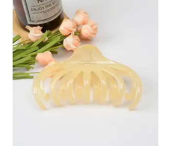 Large Lazy Transparent French Hair Claw Clip - beige