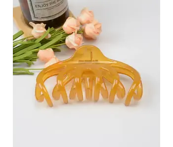 Large Lazy Transparent French Hair Claw Clip - light coffee