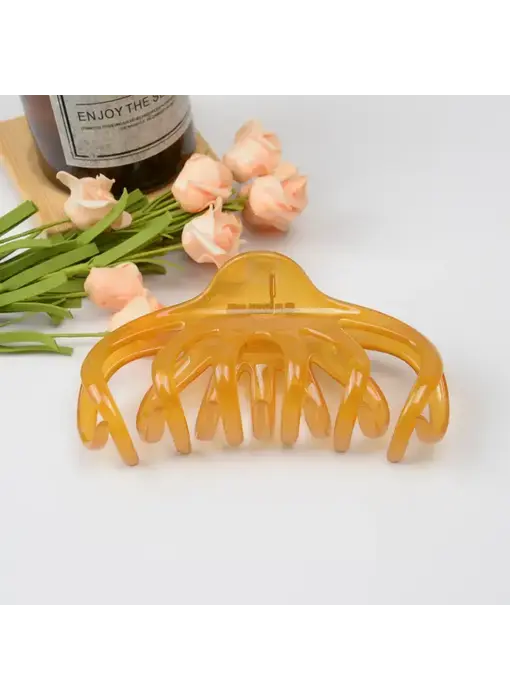 Large Lazy Transparent French Hair Claw Clip - light coffee