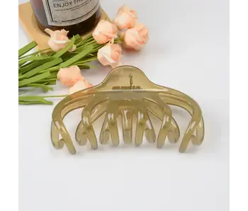 Large Lazy Transparent French Hair Claw Clip - light grey