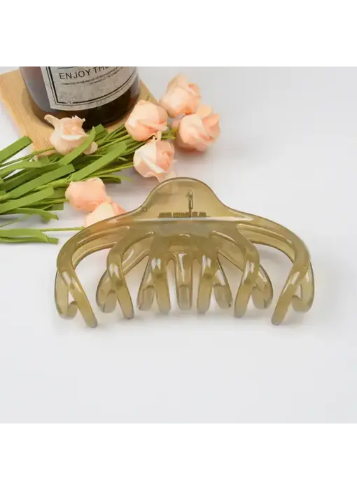Large Lazy Transparent French Hair Claw Clip - light grey