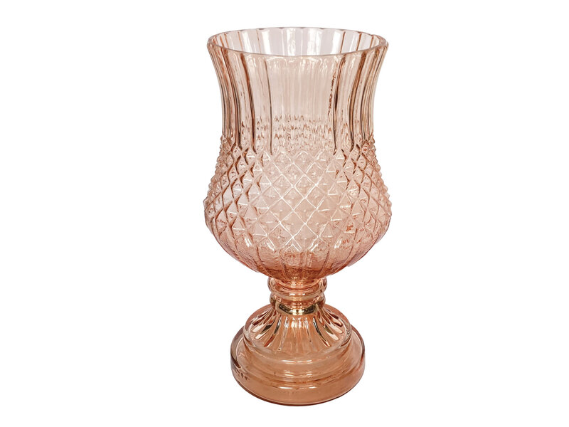 Creative Co-OP Embossed Glass Footed Vase, Pink