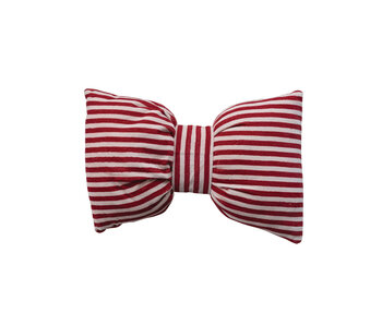 Cotton Velvet Bow Shaped Striped Lumbar Pillow