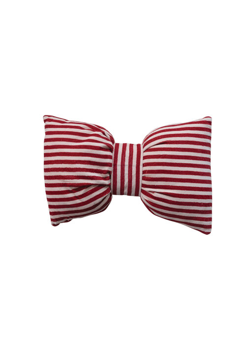 Cotton Velvet Bow Shaped Striped Lumbar Pillow