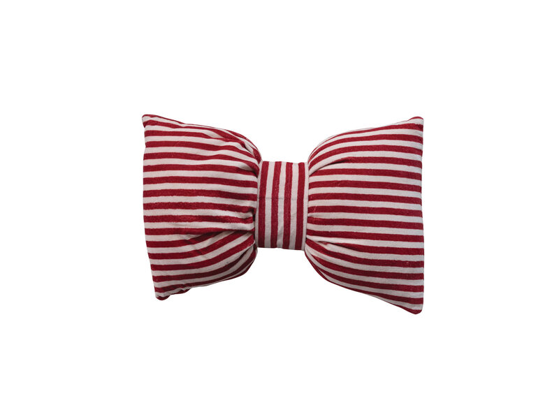 Creative Co-OP Cotton Velvet Bow Shaped Striped Lumbar Pillow