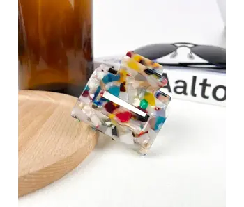 Square Acetate Hair Clips - multi