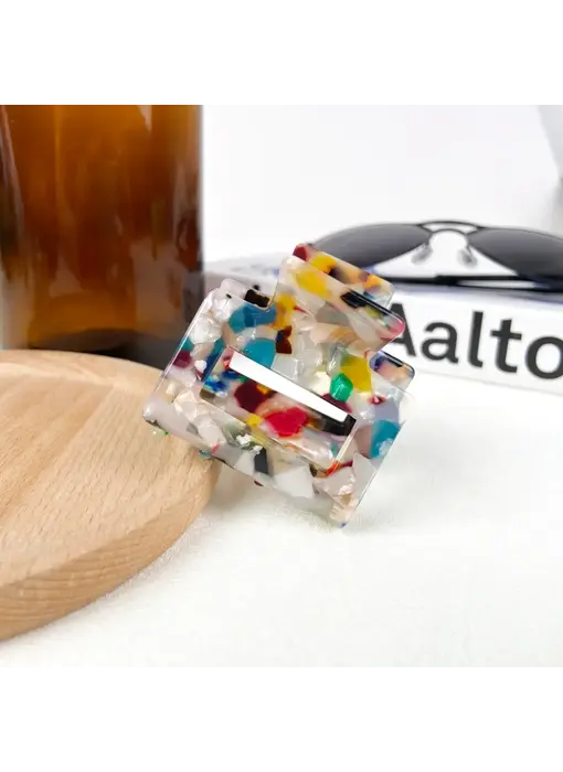 Square Acetate Hair Clips - multi
