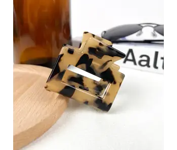 Square Acetate Hair Clips - tortise