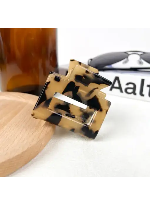 Square Acetate Hair Clips - tortise